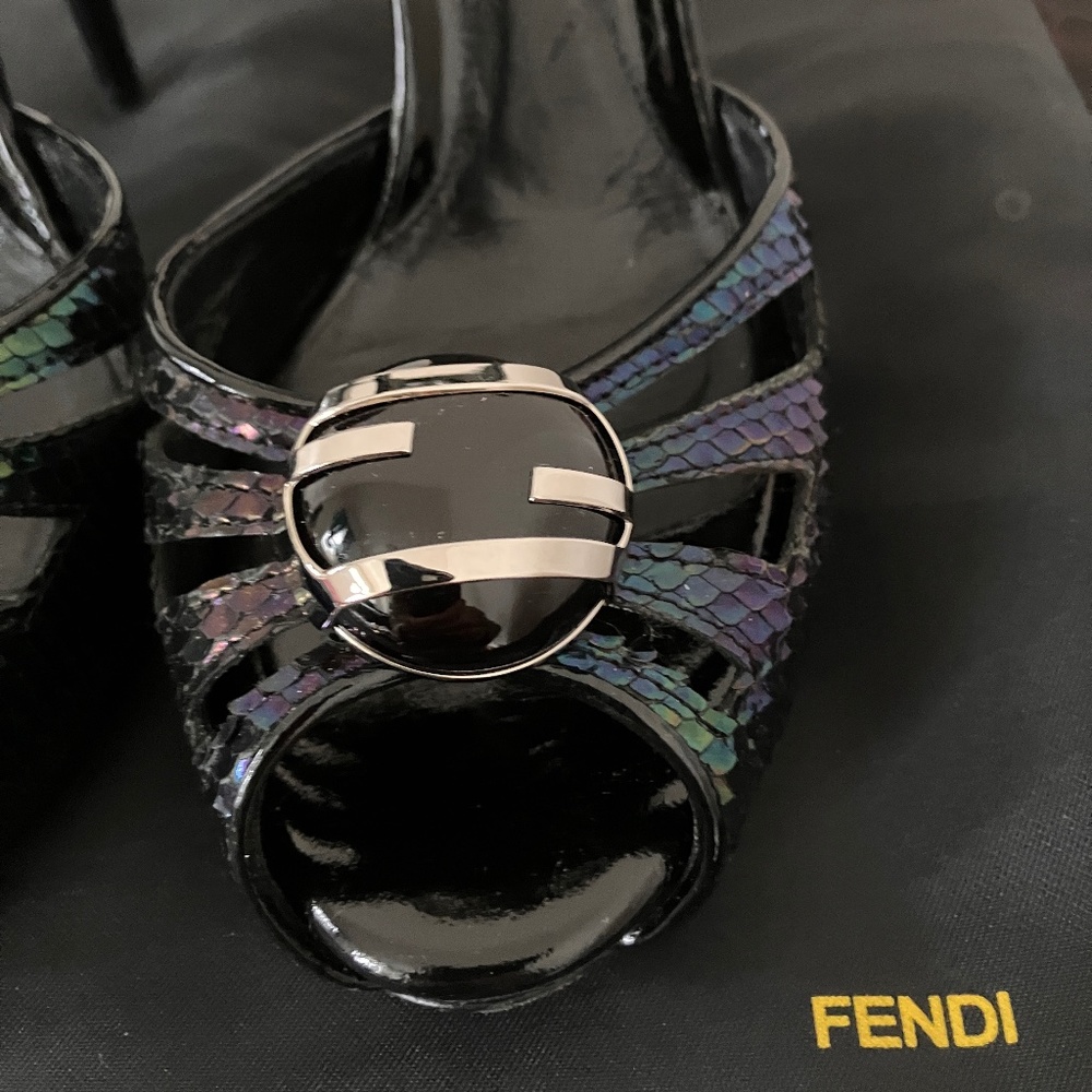 Fendi Iridescent Python-like Leather Slingbacks - Picture 3 of 15